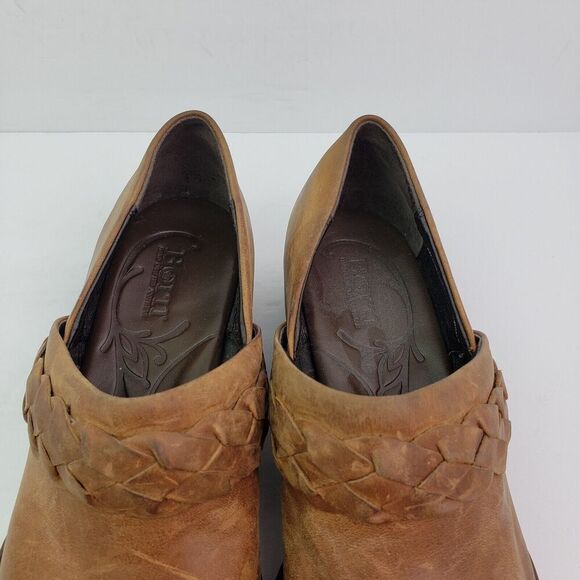 Born Hensley Womens Size 8 Brown Leather Slip On Western Clog Bootie Shoes - Picture 8 of 11